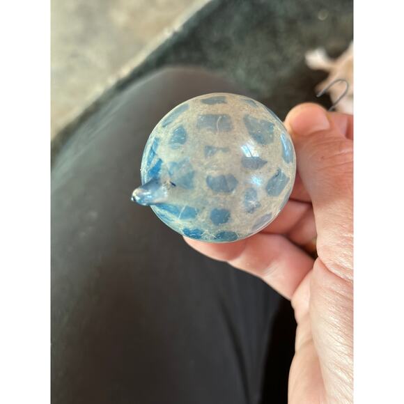 Handmade Vintage Glass Ornament in Blue and White - Picture 6 of 6